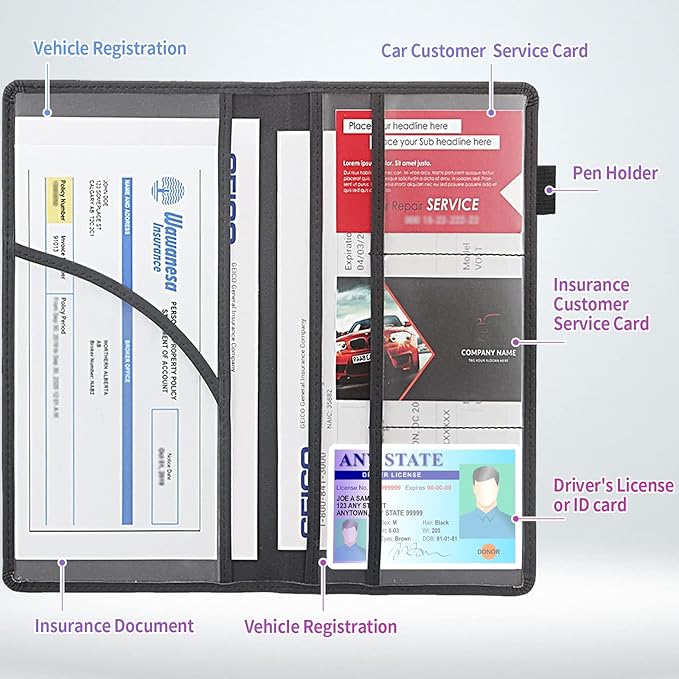 Car Registration and Insurance Holder,PU Leather Car License Document Insurance and Registration Card Holder Men Women Vehicle Glove Box Organizer Auto Accessories-Beach Sunset