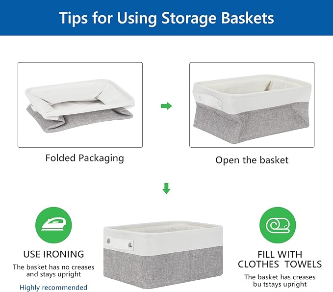 Bidtakay Small Storage Baskets for Organizing [4-Pack] Fabric Storage Bins for Baby Organizer Shelf Baskets for Nursery Storage Collapsible Closet Storage Bins for Home Organization - 11.8x7.8x5 In