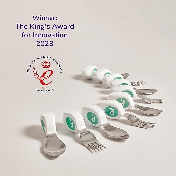 doddl Toddler Utensils, Ergonomic Fork and Spoon Set for Self Feeding, Stainless Steel Silverware for 1-3 Year Olds, BPA Free, Dishwasher Safe (Indigo)