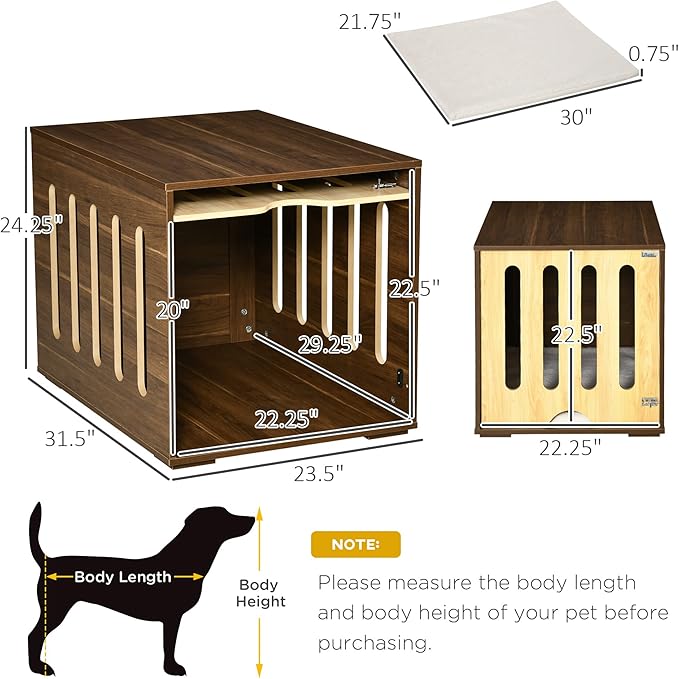 Dog Crate Furniture End Table with Removable Door, Dogs Cage House Kennel Indoor Bed with Safety Lock for Small Medium Dogs,Brown