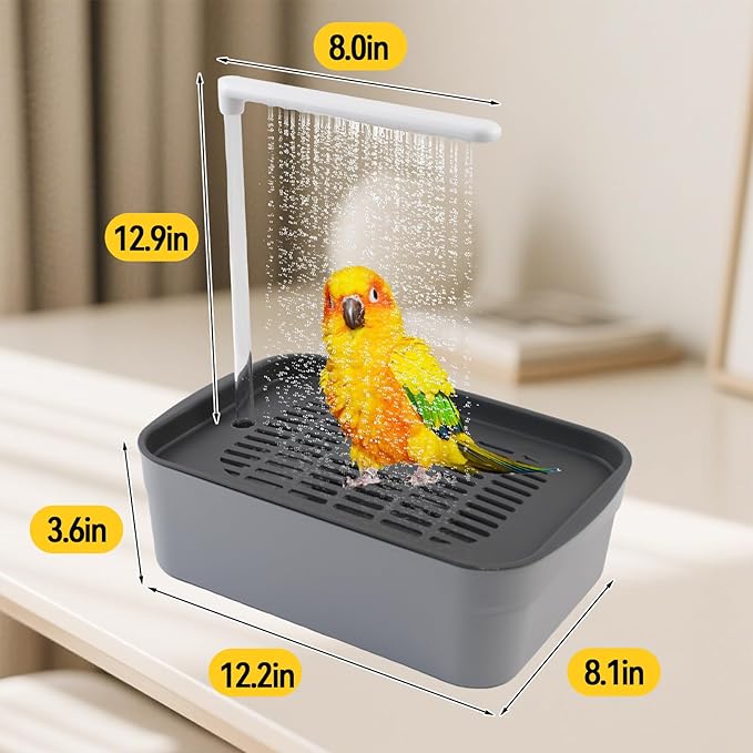 Automatic Parakeet Bath,Parrot Shower Fountain with USB Power Plug Indoor Bird Bath Circulating Water Electric Pet Bird Shower Pump for Cockatiel Lovebird Conure Budgie