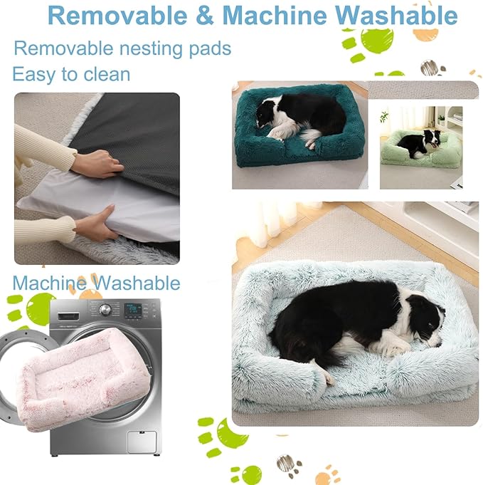 Dog Beds Large Sized dog Orthopedic, Sofa Dog Bed with Waterproof Lining and Nonskid Bottom, Rectangle Washable Dog Bed for Medium Small Dogs and Cats Comfortable ( Color : Pink , Size : 17 x 15" )
