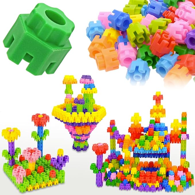 Kids Toys Interlocking Learning Set, STEM Construction Set - Ages 3+ STEM Toys 300 Pcs - 9 Colors