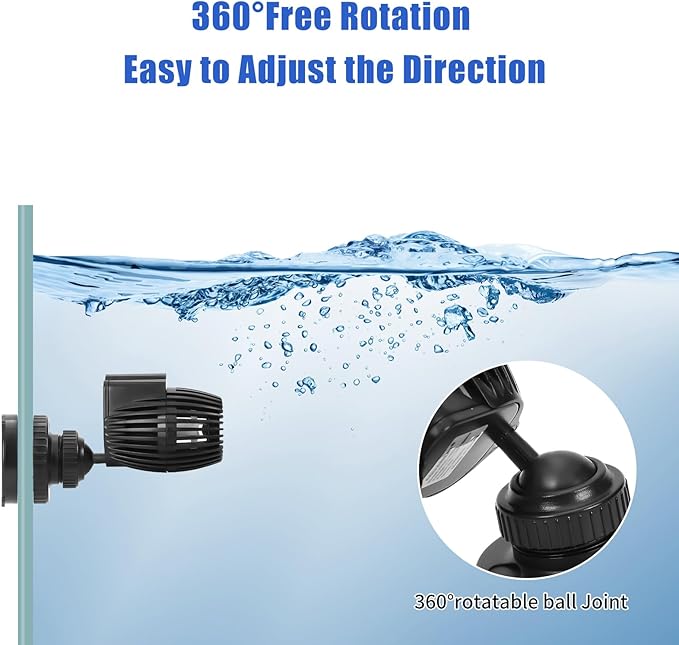 AQUANEAT Aquarium Wavemaker Circulation Pump, 480GPH Fish Tank Powerhead, Submersible Water Pump, Magnetic Base