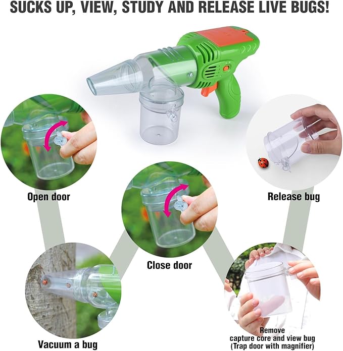 PLAY Bug Catcher Kit,Outdoor Toys for Kids Ages 4-8 8-12,Bug Catcher Vacuum with Critter Habitat Case,Butterfly net,Magnifying Glass,Toddler Outside Toys for 3 4 5 6 7 8+ Year Old Boys Birthday Gift