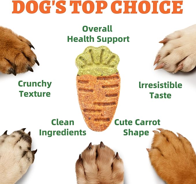 Just Try 10.58oz Baked Carrot Treats Dog Biscuits Chicken Flavor with Carrot & Broccoli Rich in Dietary Fiber Training Treats Healthy Dog Treats