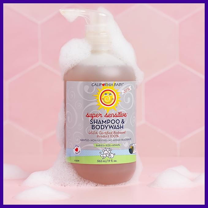California Baby Super Sensitive Baby Shampoo and Conditioner Set | 100% Plant-Based | 19oz Unscented Body Wash + 8.5oz Fragrance Free Conditioner |