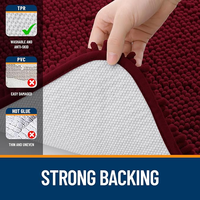 OLANLY Bathroom Rugs 30x20, Extra Soft Absorbent Chenille Bath Rugs, Rubber