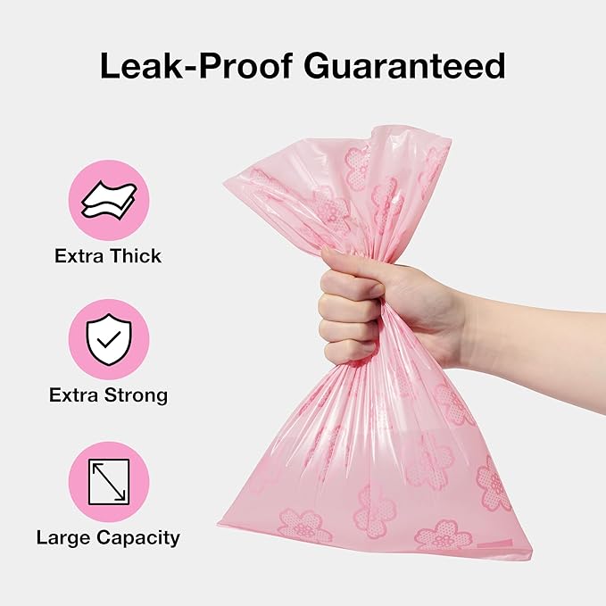 VETRESKA Cherry Blossom Scented Dog Poop Bags, Leak Proof, Extra Thick and Large Pet Waste Bags for Dogs Walking and Cat Litter, 36 Refill Rolls, 540 Poop Bags, Pink