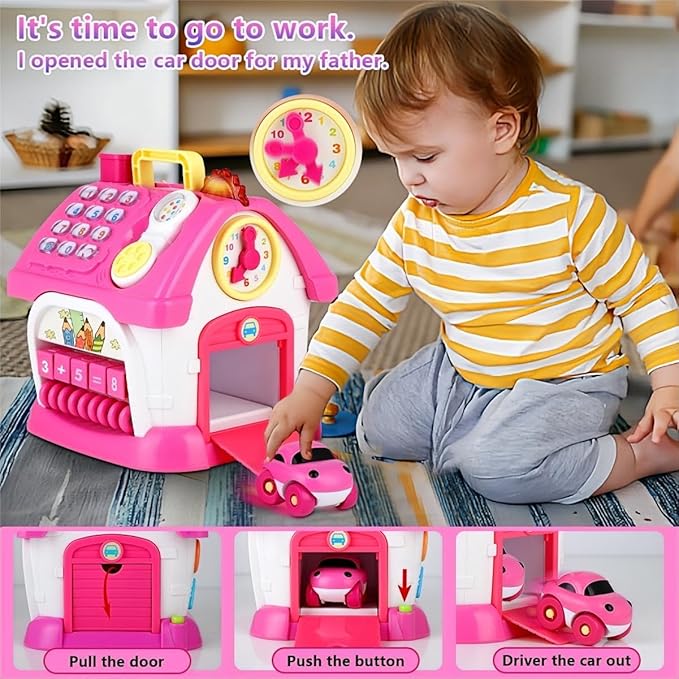 OKREVIEW Toys for 1+ Year Old Girls - Montessori Musical Toys for Toddlers Age 1-2, 8-in-1 Multi-Functional Music House with Sound, Lights, Music, Great Gifts for 1+ Year Old Girls Birthday Xmas