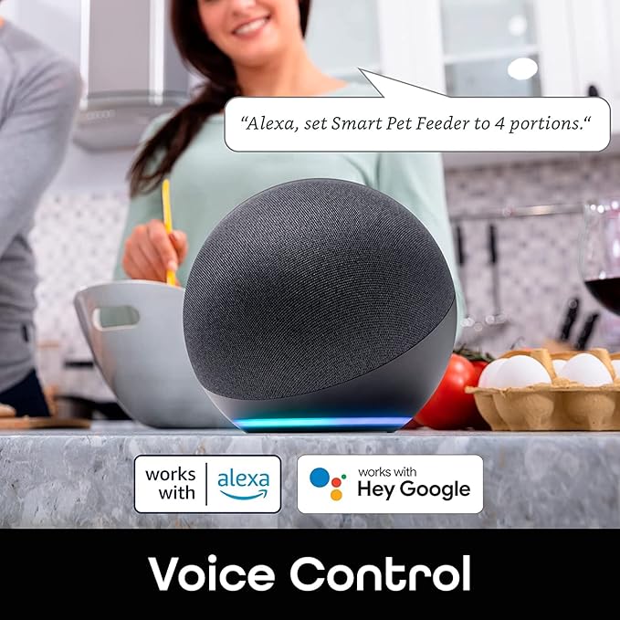 Geeni Smart Feeder, 4 Liter Automatic Pet Dog and Cat Feeder, Wi-Fi Control Compatible with Alexa and Google Home