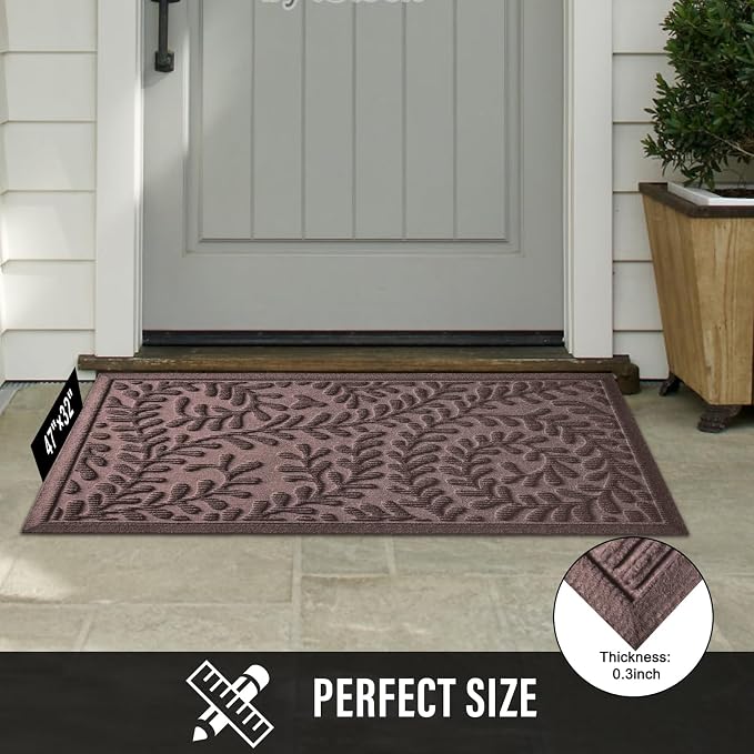 HIYARD Front Door Mat, Absorbent Dirt Trapping Welcome Door Mat Indoor Outdoor