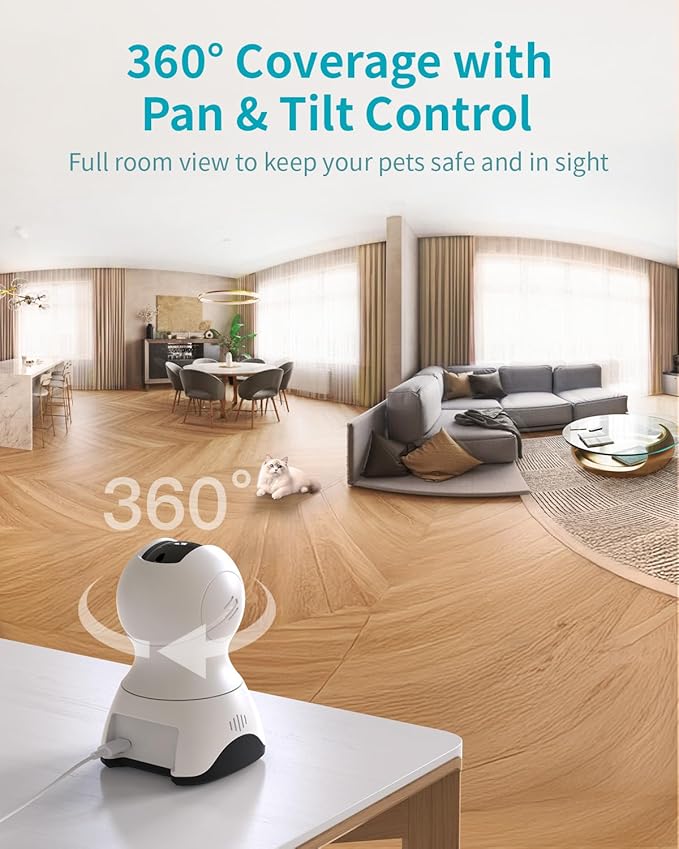 VIMTAG 4MP Pan/Tilt Indoor Camera for Pet/Dog/Cat/Baby/Nanny, Security Camera for Home/Room with Phone App, 5G/2.4G WiFi, Night Vision, 2-Way Audio, Motion Tracking, AI Detection Alarm, Works w/Alexa