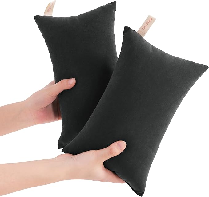 NTBAY Tiny Pillows, Down Alternative 7"x11" Microfiber Mini Pillow for Travel, Pets, Soft Machine Washable Small Pillows for Neck, Wrist, Lumbar and Knee, Black