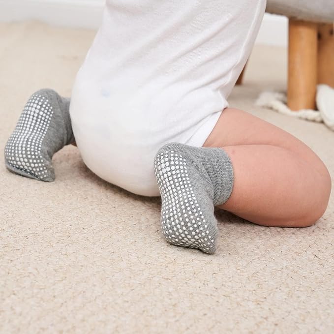 Zaples Baby Non Slip Grip Ankle Socks with Non Skid Soles for Infants Toddlers Kids Boys Girls