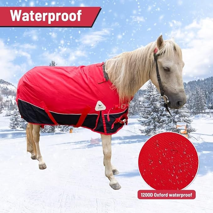 Mini Horse/Pony/Foal/Miniature1600 Denier Horse Turnout Blanket, Horse Care Sheet, Waterproof Breathable Horse Blanket (220g Fill)