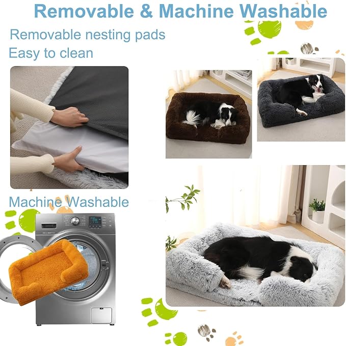 Dog Beds Large Sized dog Orthopedic, Sofa Dog Bed with Waterproof Lining and Nonskid Bottom, Rectangle Washable Dog Bed for Medium Small Dogs and Cats Comfortable ( Color : Orange , Size : 43 x 27" )