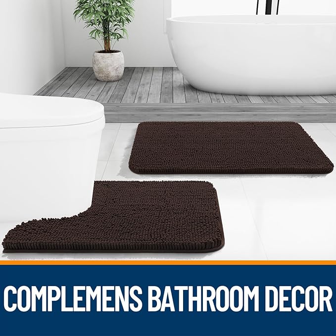 OLANLY Large Bathroom Rugs 44x32, Extra Soft Absorbent Chenille Bath Rugs