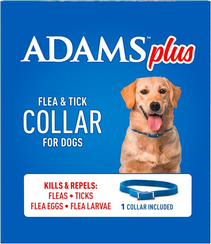 ADAMS Plus Flea & Tick Collar for Large Dogs, Flea Collar for 7-Month Prevention, Adjustable Collar Fits Large Dogs & Puppies, Kills Fleas & Ticks, 1 Count