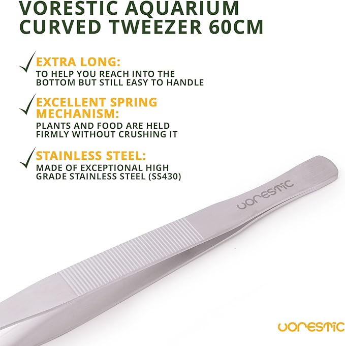 VORESTIC Aquarium Tweezers (Curved, 23.6")