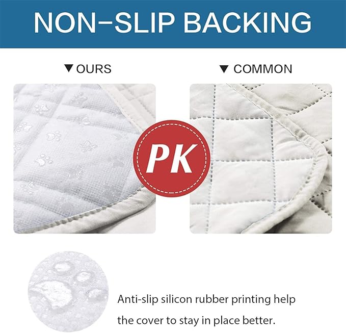 Dog Bed Cover Waterproof Microfiber Quilted Mattress Cover Pet Mat Silicon Non Slip 9 Size Furniture Protectors for Bed Sofa Couch (208 x 259 cm/82 x 102 in,Ivory)