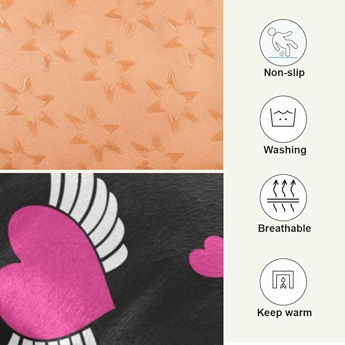 Skull Wings Heart Pet Bed Cute Dog Bed Mat Absorbing Non Slip Pad Pet Sleeping Mat for Small, Medium, and Large Dogs Puppy Cat 24 in x 18 in