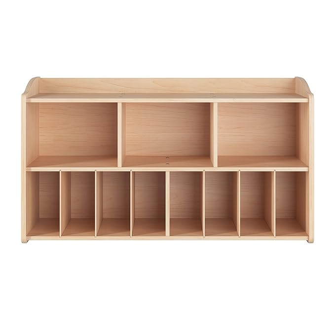 Foundations Serenity Wooden Diaper Organizer for Daycares, 3 Large & 8 Small Storage Compartments, Natural Wood Construction, Maximum Durability (Natural)