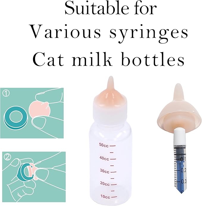 Silicone Feeding Nipples and Syringe for Newborn Kittens, Puppies, Small Animals, Rabbits Dongdong pet