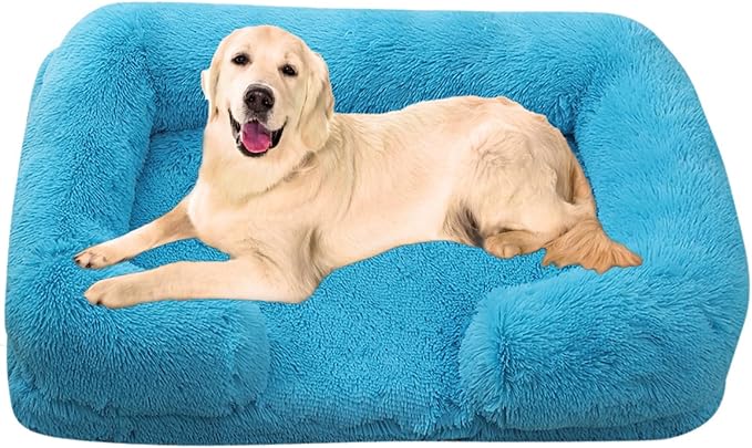 Dog Beds Large Sized dog Orthopedic, Sofa Dog Bed with Waterproof Lining and Nonskid Bottom, Rectangle Washable Dog Bed for Medium Small Dogs and Cats Comfortable ( Color : Blue , Size : 31 x 21" )