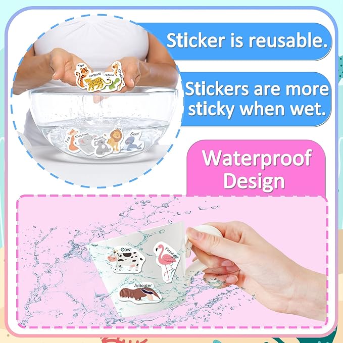 Reusable Sticker Books for Toddlers 1-3, Stickers for Toddlers 2-4 Years, Animal Stickers for Kids, Airplane Travel Essentials for Kids