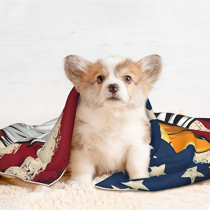 Waterproof Dog Blanket Soft Pet Blanket for Puppy Cat, Fleece Cat Throw Blankets for Furniture Bed Couch Sofa Reversible - American Bald Eagle