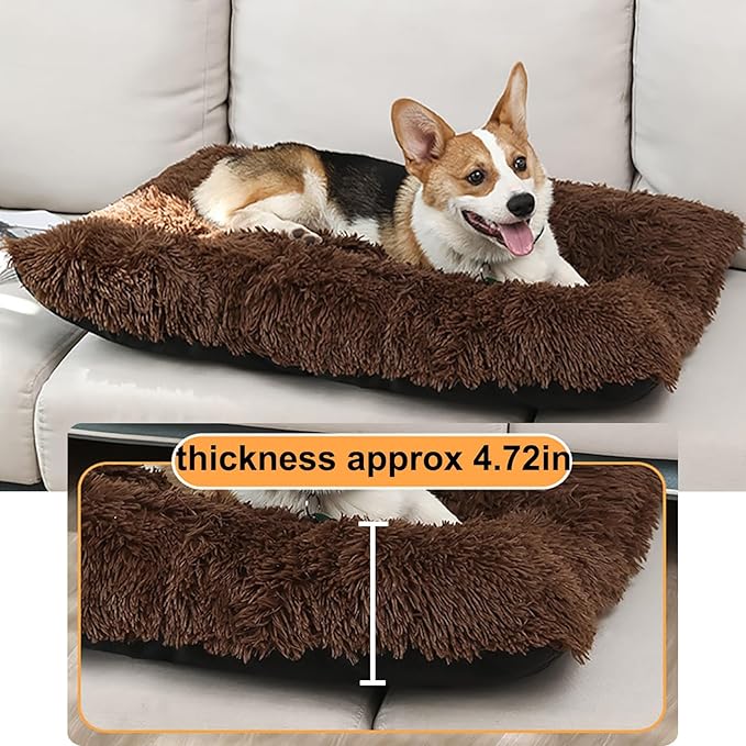 Dog Crate Mat, Dog Bed for Large Dogs, Comfy Fluffy Kennel Pad Anti-Slip for Dog beds & Furniture, Quilted Dog Bed for Pets for Medium/Small Dogs Cats (Color : Coffee, Size : 36x25)