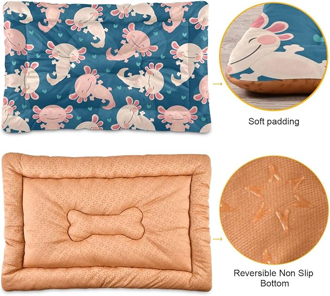 Cute Axolotl Pet Bed Cute Dog Bed Mat Absorbing Non Slip Pad Pet Sleeping Mat for Small, Medium, and Large Dogs Puppy Cat 24 in x 18 in