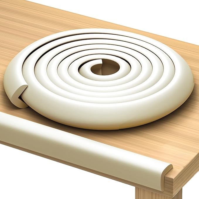 Premium 12ft Edge Protector for Baby, Odorless & Waterproof Edge Protector with 3M Adhesive Tape, Non-Toxic to Baby Proof Corners and Edges, Wall Corner Protector & Desk Edge Cushion White