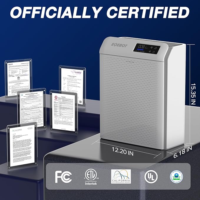 Air Purifiers for Home Bedroom Large Room Up to 2,330 Ft², Air Purifier with Washable Pre-Filter, HEPA Air Filter, Sleep Mode, Air Quality Monitor, Upgraded Air Cleaner for Pet Hair Dust, Matte White