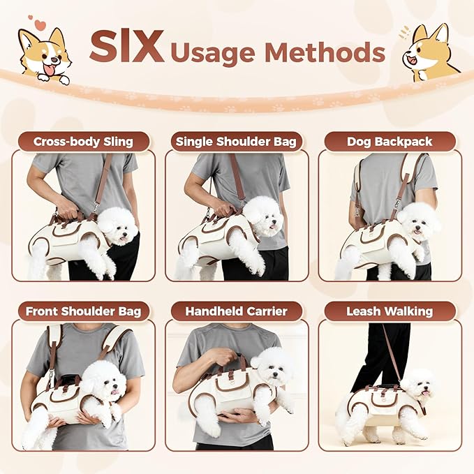 Hands Free Dog Backpack Carrier for Small Dogs, Yorkie Shoulder Carrier Sling Backpack Carriers Dog Lift Harness Portable Breathable Pet Carrier Backpack for Small Puppies (M, 8.8-14.3lbs)