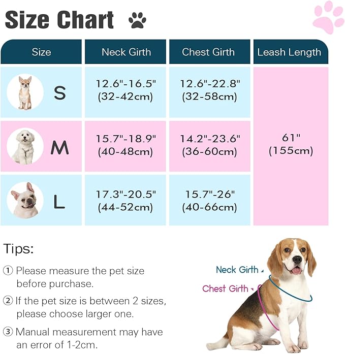 Pawaboo Small Dog Harness and Leash Set, Puppy Harness X-Frame No Pull No Choke, Dog Vest Harness Adjustable for Small Medium Sized Dogs,Soft Breathable Pet Harness for Walking Outing, M, Purple Plaid