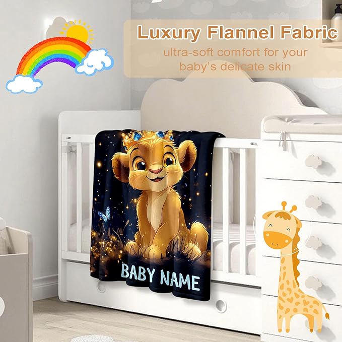 Ship Next Day, Personalized Baby Blanket – Printed in USA, Custom Baby Blanket for Boys & Girls, Baby Blanket with Name, Baby Shower, Easter, Christmas, Birthday Newborn & Toddler Gifts (Style 21)
