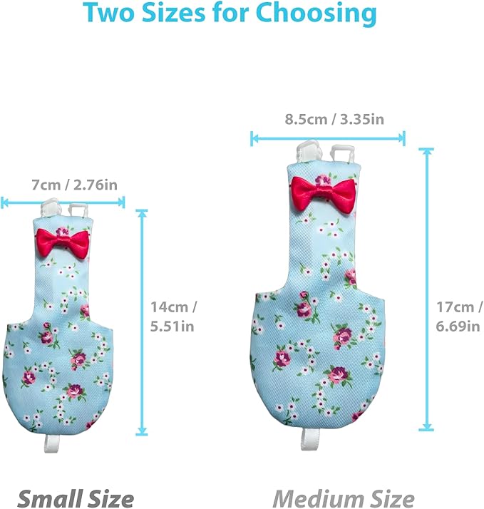 UKJENT Bird Diaper Protective Parrot Nappy - 2 Pack, Reusable Flight Suit with Waterproof Inner Layer, Washable Cute Urine Wet Suit for Cockatiel Monk Parakeet Sun Parakeet Lory(S)