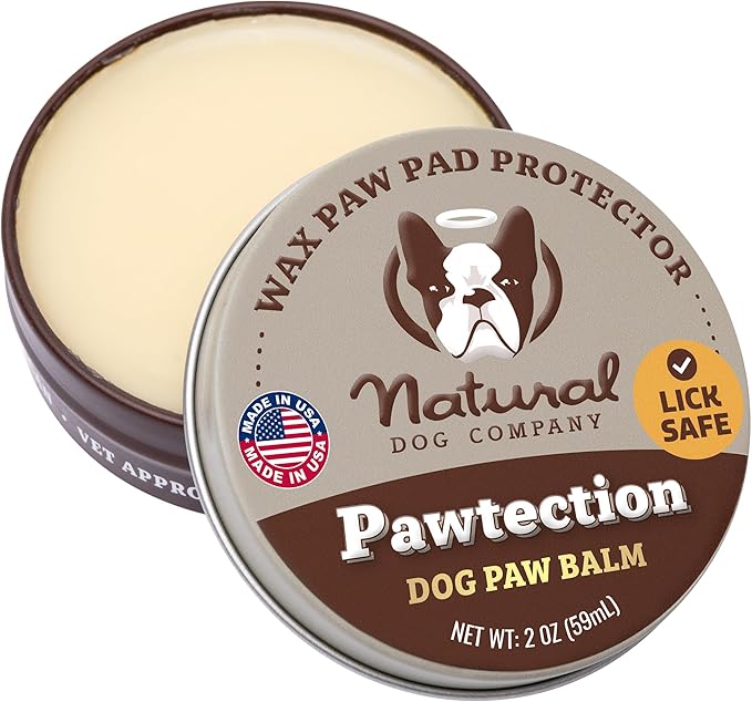 Natural Dog Company PawTection Balm for Dogs, Dog Paw Protector, Moisturizing Dog Paw Balm for Dry, Cracked Pad, Protects Paw from Extreme Weather, Paw Lotion for Allergies & Itching (2 oz Tin)