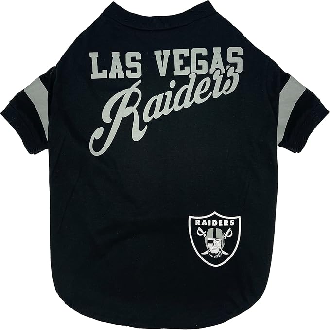 NFL Las Vegas Raiders Dog & Cat T-Shirt, Large. Football PET TEE for NFL Team Fans. New & Updated Fashionable Stripe Design, Durable & Cute Sports Outfit