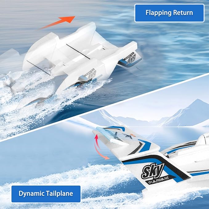fisca Remote Control Airplane RC Amphibious Plane 2.4Ghz 3 Channel Foam Drone RTF Aircraft Take Off from Land and Water, with Gyroscope and 2 Batteries for Kids 14+ Years Old