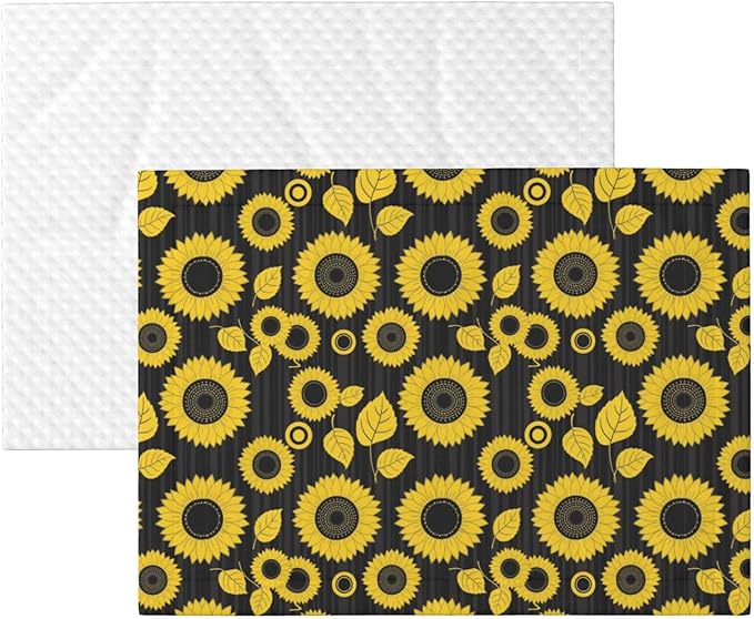 Pet Blanket for Car Rides Vet Visits, Abstract Yellow Sunflower, Two Sided Reversible Plush Design with Bumpy Dot Side Offers Comfort Home Piece On Go Travel