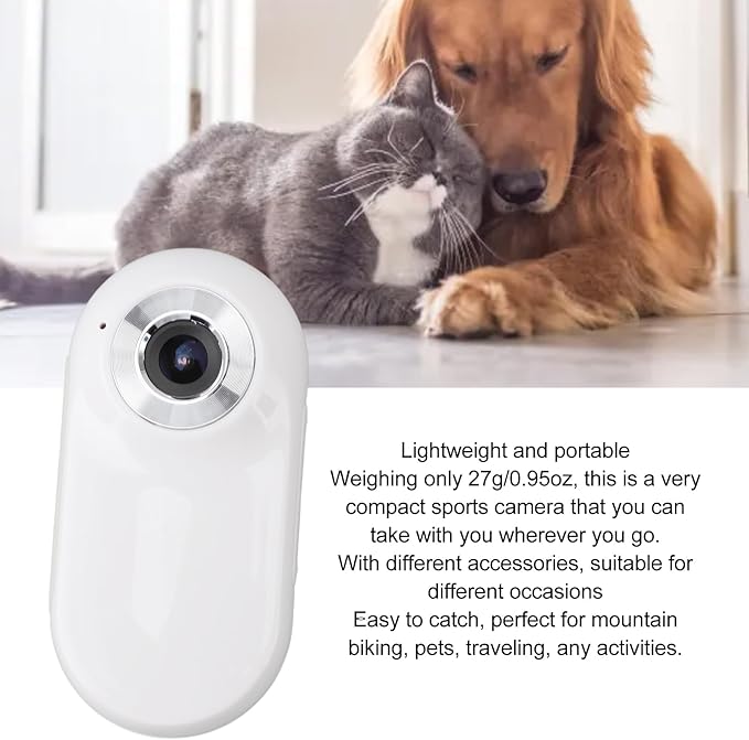 Zopsc Cat Camera Collar with Phone App, HD 1080P Mini Sport Cam with 170° Wide Angle, 0.96 Inch Body Camera for Pet Supplies/Stuff,Outdoor/Inoor