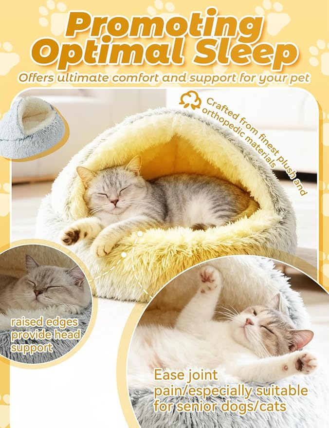 Dog Bed, Dog Bed with Cover Cave, Dual Comfort Design, Pet Bed for Small/Medium/Large Cats and Dogs, Anxiety Relief, Durable & Chew-Proof, Improves Sleep & Behaviour (Coffee, 26in)