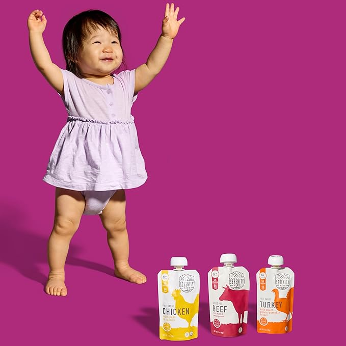 Serenity Kids 6+ Months Ethically Sourced Meat Baby Food Puree Pouches Variety Pack - 18 count (3.5 oz pouches) - No Added Sugar or Sugary Fruits - BPA & Allergen Free Natural Ingredients
