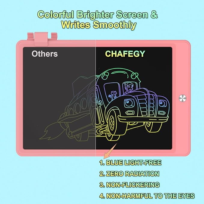 10.5 Inch LCD Writing Tablet for Kids, Colorful Toddler Doodle Board - Erasable Drawing Pad, Educational Learning Toy for Ages 3-8 - Valentine's Day Christmas Birthday Gifts (10.5 Inch, Pink)
