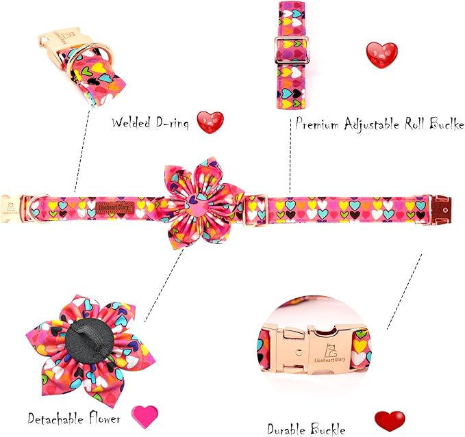 Lionheart glory Easter Dog Collar with Flower Carrot Print Dog Collar Girl Soft Durable Adjustable Collar Flower Spring Collar Dog Bow for Medium Dogs