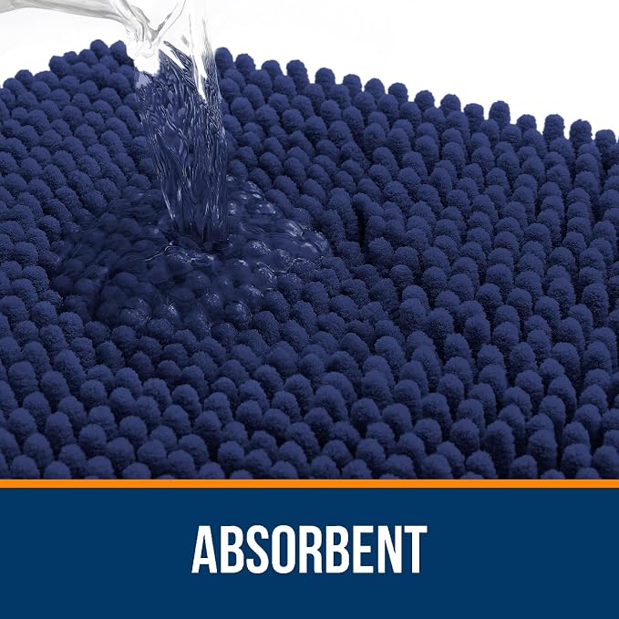 OLANLY Large Bathroom Rugs 47x32, Soft Absorbent Chenille Bath Rugs, Rubber