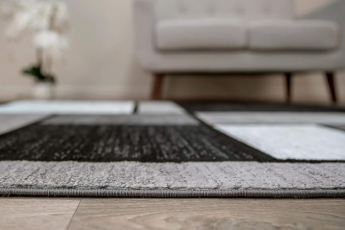 Rugshop Contemporary Modern Boxes for Home Office,Living Room,Bedroom,Kitchen Non Shedding Area Rug 3'3" x 5'3" Gray